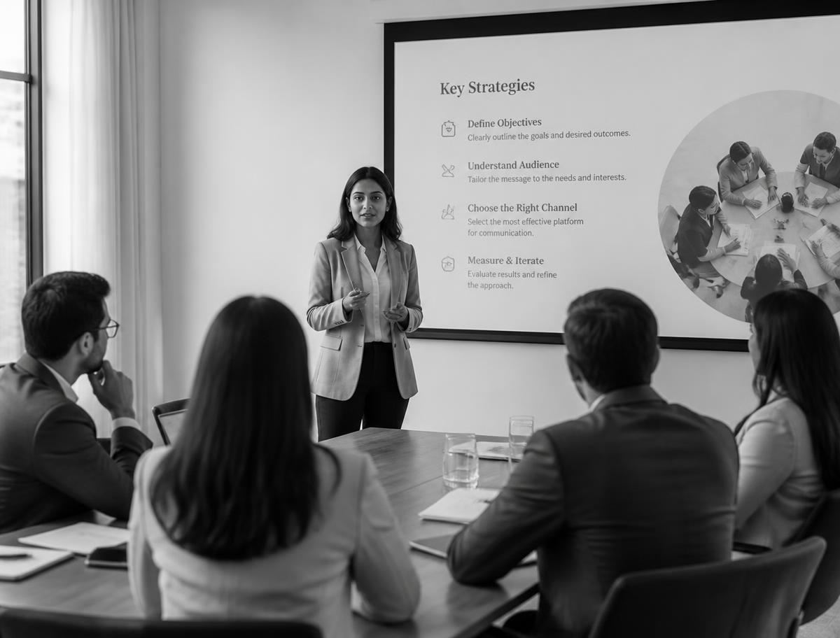 Instrutora conduzindo treinamento corporativo para equipe de profissionais